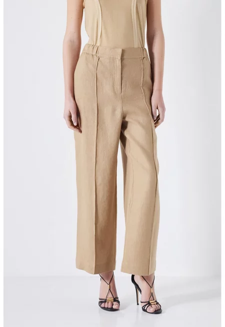 Прав ленен панталон - Камел