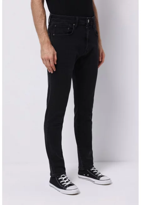 Прави дънки със средна талия - Черен