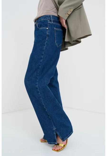 Прави дънки със средна талия - Кралско Синьо