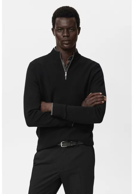 Пуловер с къс цип