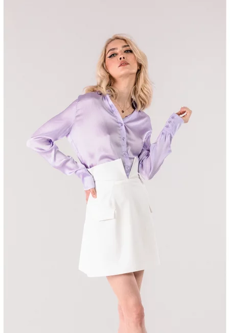 Разкроена къса пола - Бял