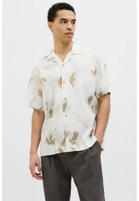 Риза с органичен памук - Бял/Бежов