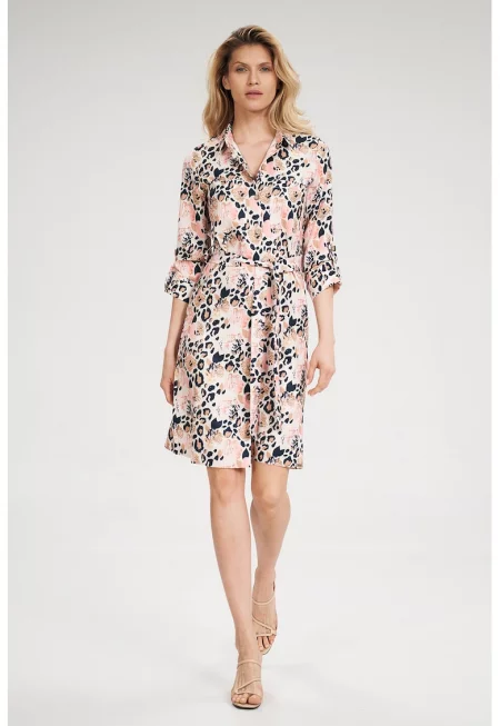 Рокля  M701 - флорален принт - многоцветна - полиестер