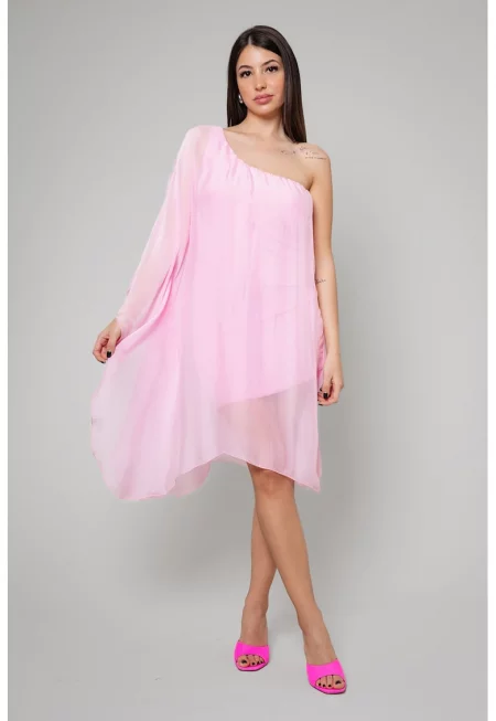 Рокля с коприна с голи рамене