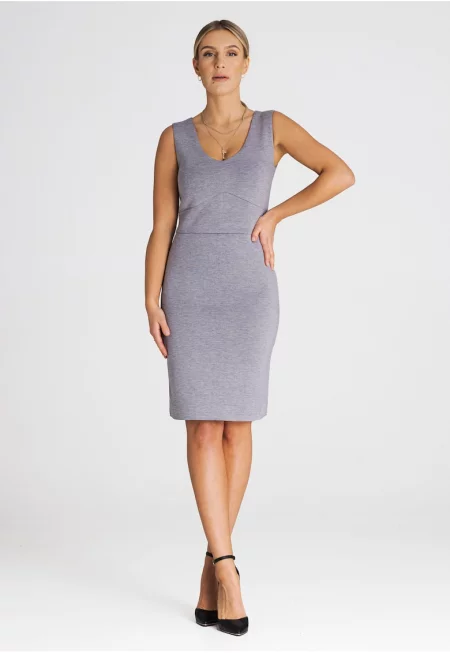 Рокля  семпла - без презрамки - сива - полиестер