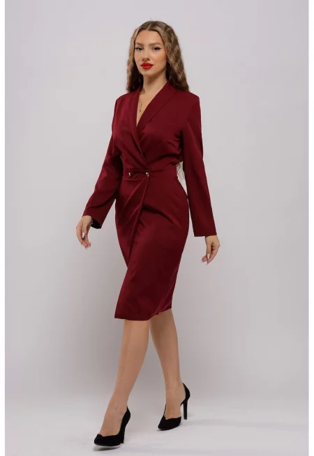 Рокля тип сако с джобове - Бордо