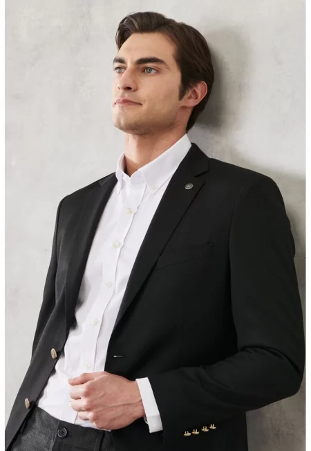 Сако с джобове с капаче - Черен