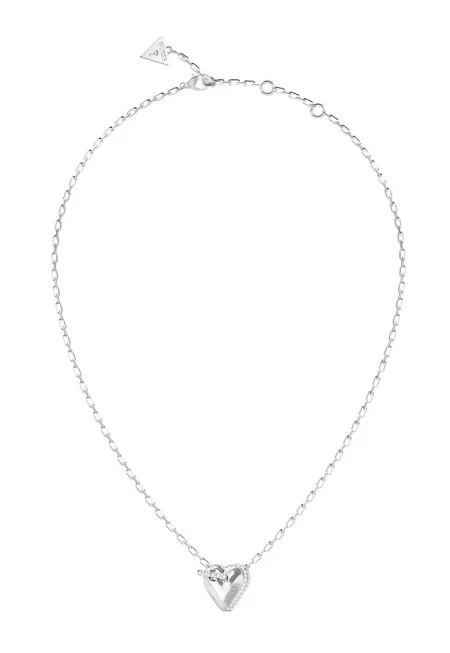 Сърцевидно колие от неръждаема стомана с кристали - Сребрист