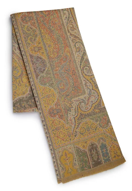 Шал с вълна с етно принт - Многоцветен