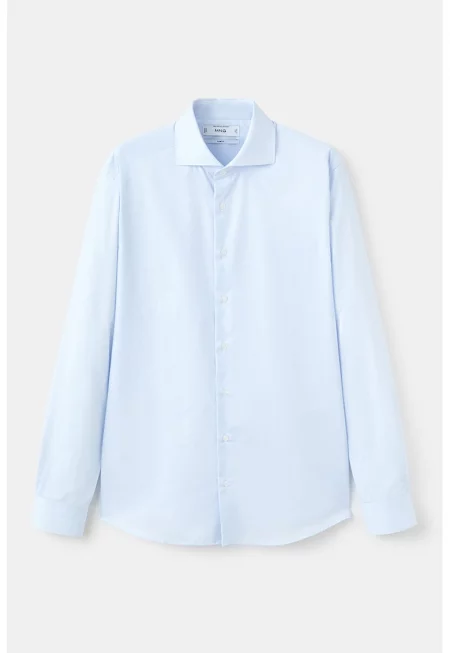 Слим памучна риза - Небесносин