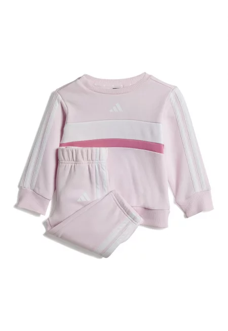 Спортен екип с цветен блок - Бял/Бледо розово
