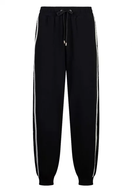 Спортен панталон с ивици встрани - Черен