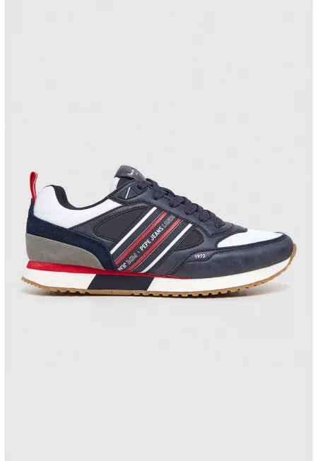 Спортни обувки с велур - Червен/Бял/Тъмносин