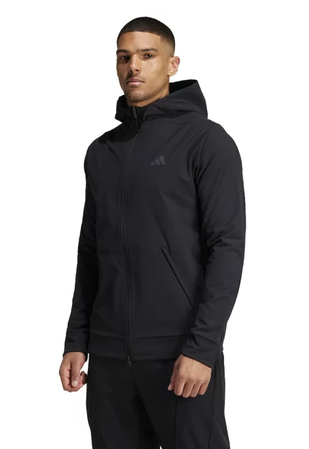 - Спортно худи с цип и джобове - Черен