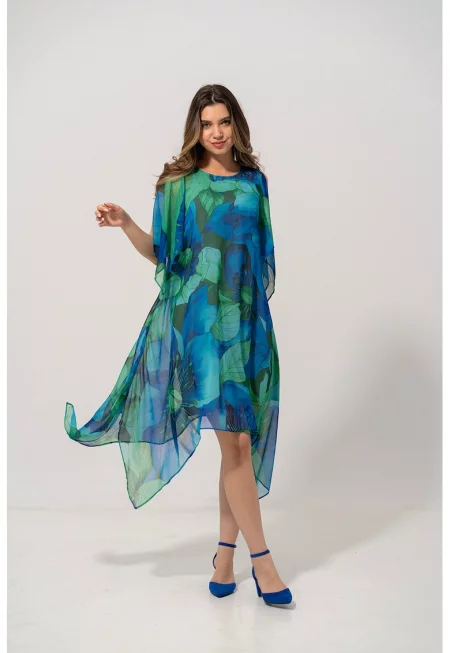 Стелеща се десенирана рокля Karly - Зелен/Син