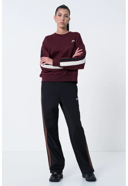 Суитшърт с контрасти - Тъмновиолетов