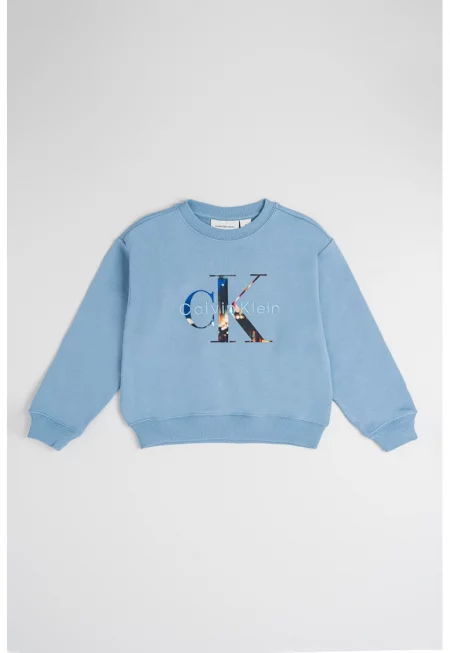 Суитшърт с лого - Прашно синьо