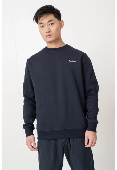 Суитшърт с овално деколте - Тъмносин