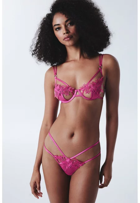 Сутиен Charlotte с банели и бродерии - Розово