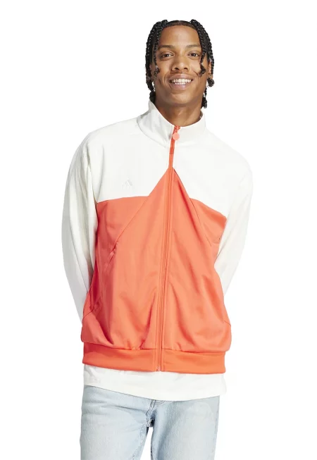 Свободен суитшърт Tiro с цип - Бял/Оранжев