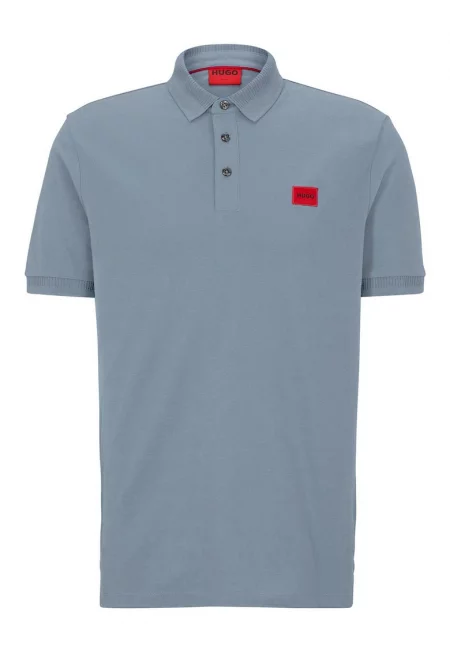 Тениска по тялото с яка - Син