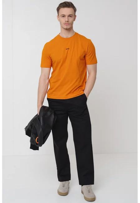 Тениска с овално деколте и лого - Мандарина