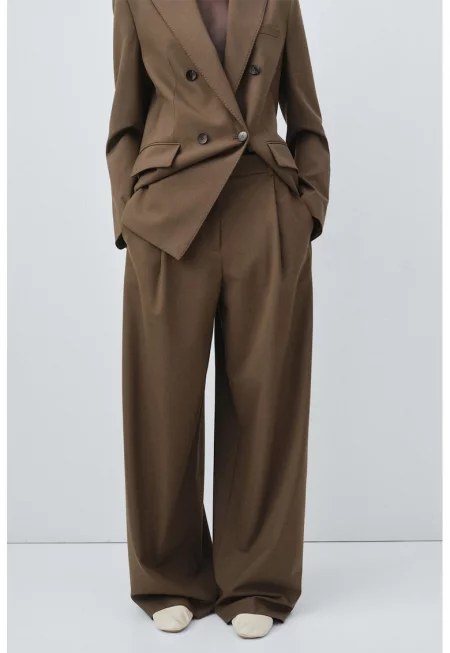 Уголемен панталон с басти - Сиво-кафяв