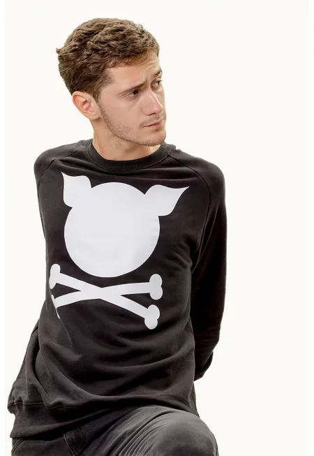 Унисекс суитшърт с ръкави реглан - Бял/Черен