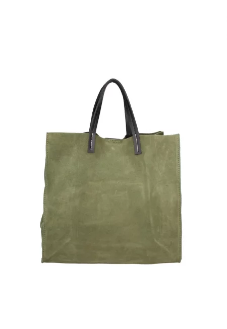 Велурена чанта Novara Lux с отделящ се несесер - Тъмнозелен