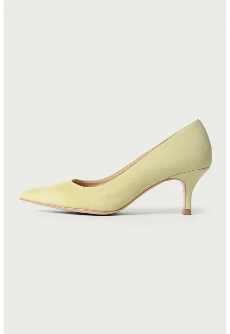 Велурени обувки Julie - Бледожълт