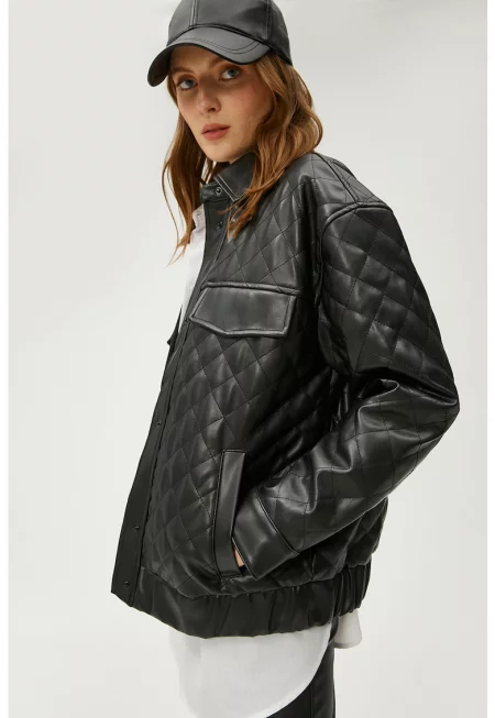 Яке от еко кожа с класическа яка