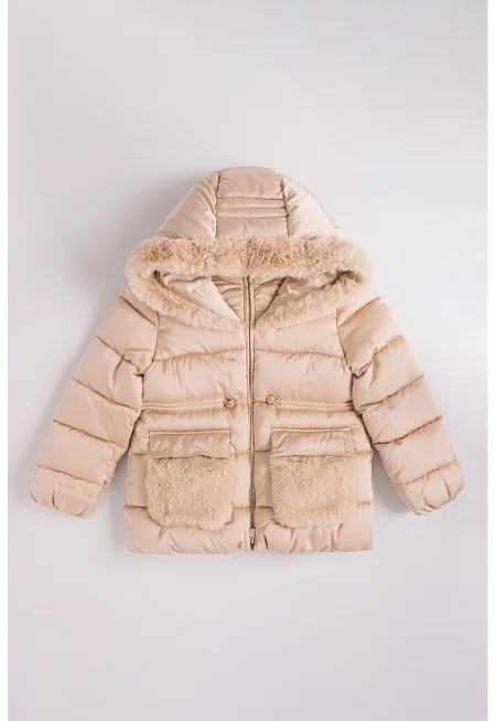 Зимно яке с качулка - Бежов