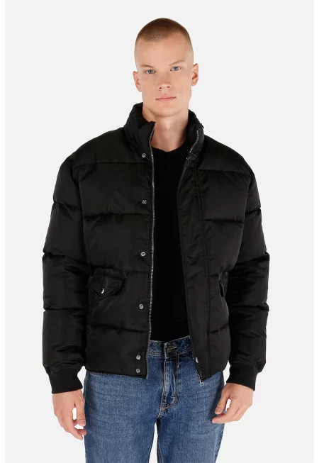 Зимно яке с висока яка - Черен