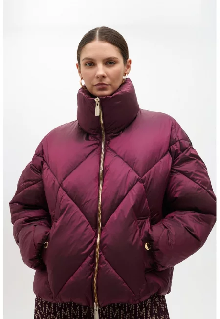 Зимно яке с висока яка - Тъмночервен