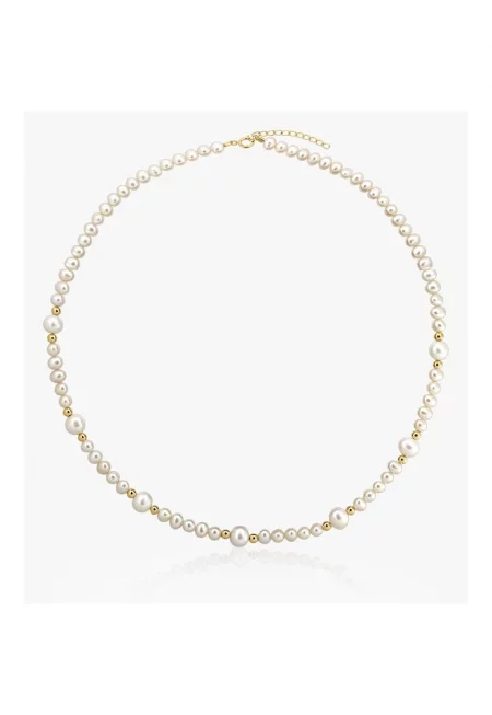 Златна огърлица Меган - Естествени перли