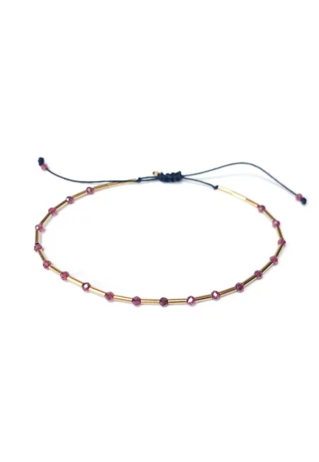 14K/20 Gold-Filled Drawstring Bracelet - Златист/Виолетов