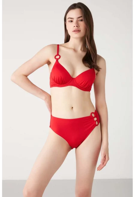 Бански с подплатена горна част - Червен