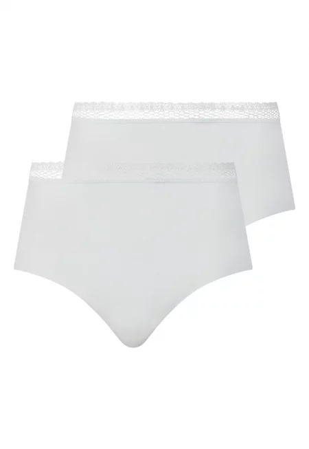 Бикини тип хипстър с дантела - 2 чифта - Бял