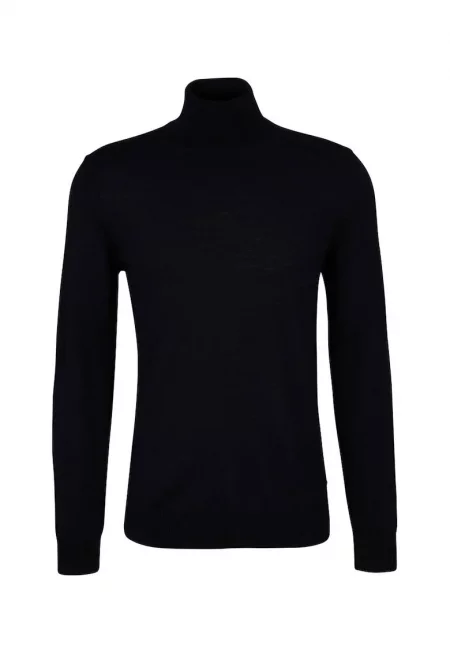 Блуза с висока яка с класическа кройка - Черен