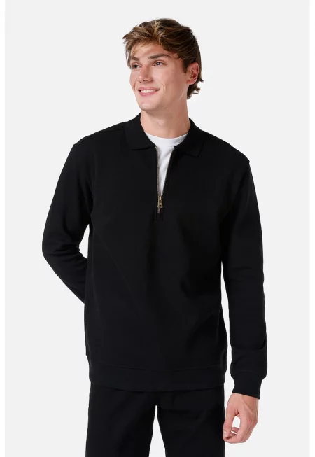 Блуза с яка и къс цип