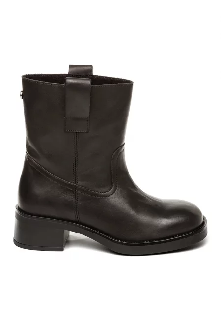 Боти от еко кожа с масивен ток - Черен