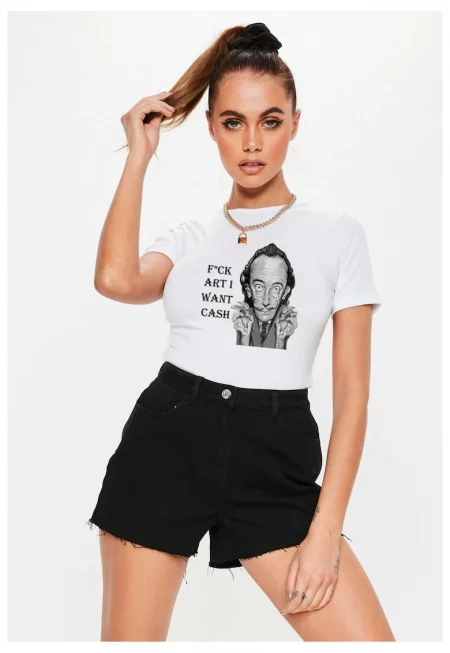 Бяла дамска тениска - Dali - Искам ПАРИ