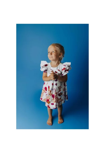 Бяла рокля - модел плюшено мече -