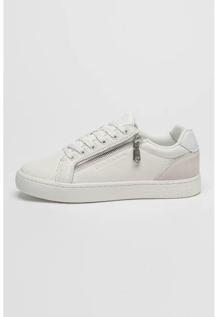 CALVIN KLEIN - Кожени спортни обувки с цип - Бял