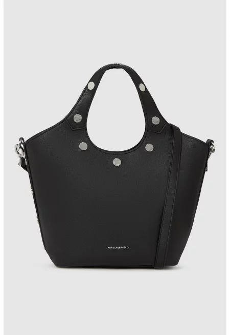 Чанта от еко кожа с лого - Черен