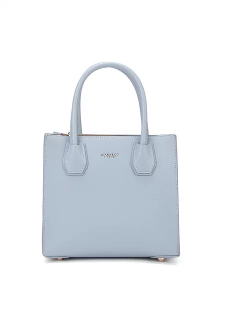 Чанта от еко кожа с отделяща се презрамка - Светлосин