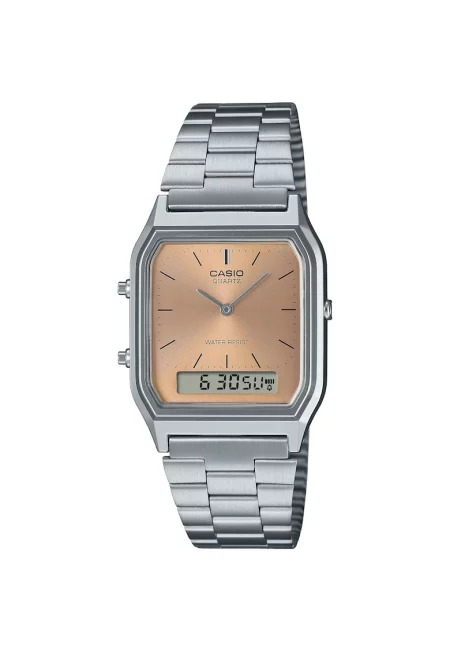 Часовник  унисекс - Оранжев/Сребрист - Кварцов - Водоустойчив 3 ATM