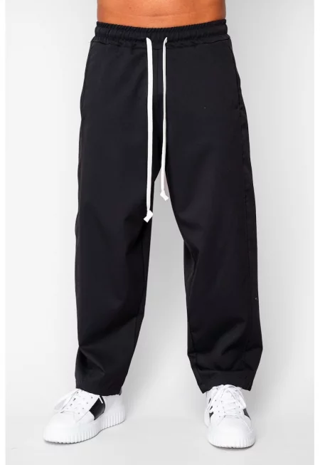 Дълги прави панталони Oversized от 100% Памук - 400гр/кв.м Premium Edition Black 20256 - Черен