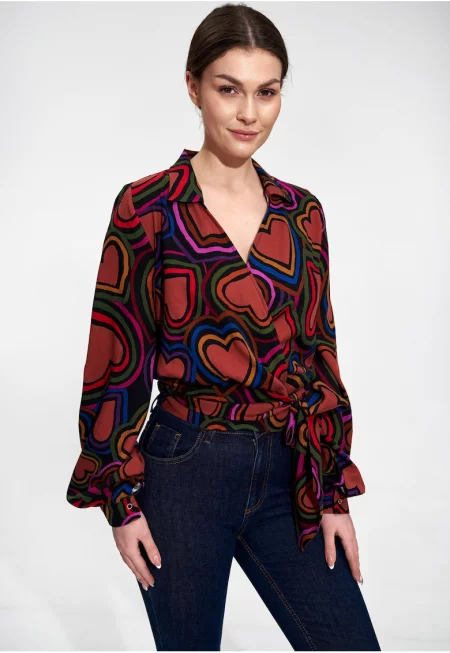 Дамска риза -  Полиестер/Еластан/Вискоза - Многоцветна