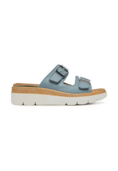 Дамски чехли - Grunland - естествена кожа - син